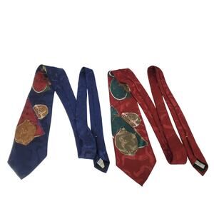 Lot Of 2 Vintage Wembley Made in USA  Multicolor Fruit Print Ties 58"
